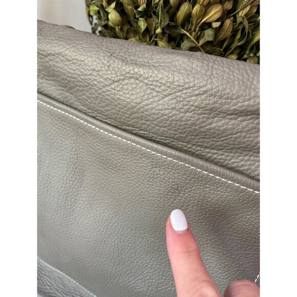 Loriano Tolaini Leather Crossbody Flap Bag Grey - Picture 6 of 13